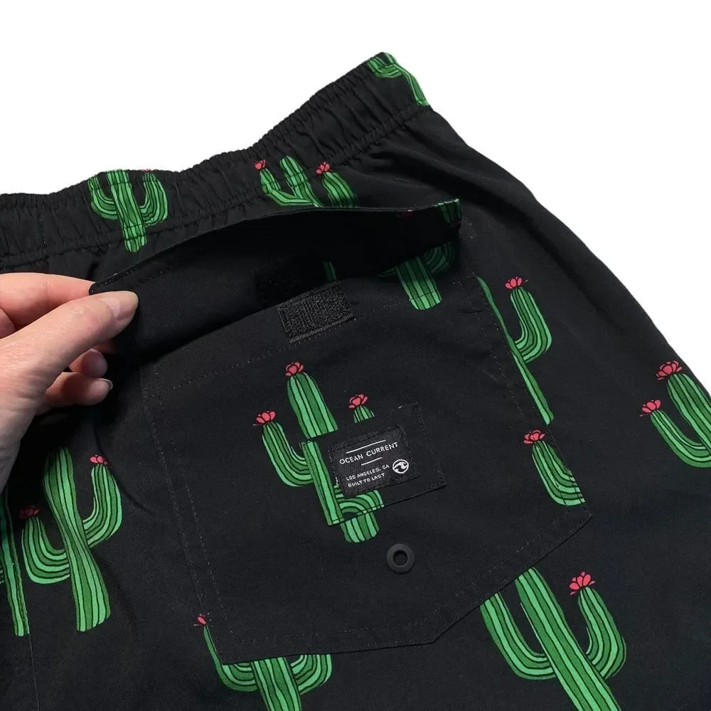 Ocean Current Volley Shorts Cactus Cacti  Swim Shorts Mesh Lined Stretch Sz XXL